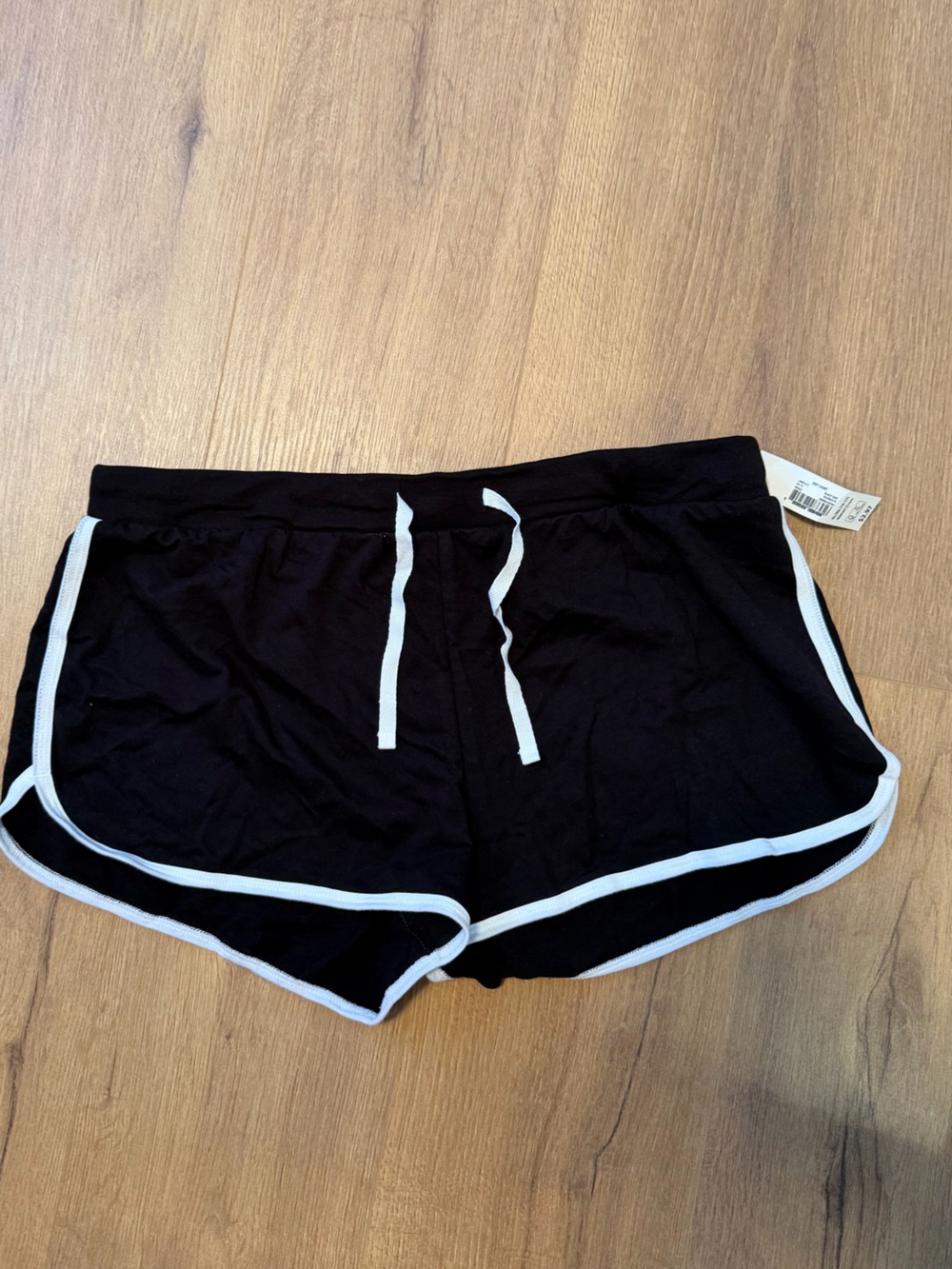 Black Lounge Shorts with White Trim - Women's Athletic Shorts